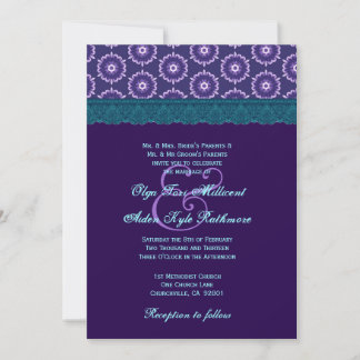 TT024 Monogramm für Aquamarines Blaues und Lila Ho Einladung