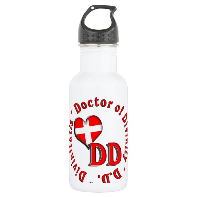 TT CIRCULAR ACRONYM LOGO DOKTOR DER DIVINITÄT TRINKFLASCHE (Vorderseite)