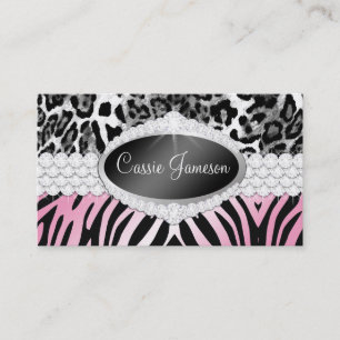TT-Diamant Bliss-Emblemzebra-Leopard-Foto-Karte Visitenkarte