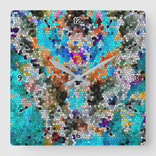 TTEQOTGCubismusINV SGDRKDP BLAU Quadratische Wanduhr