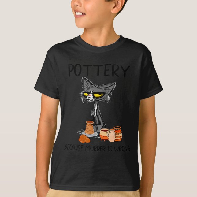 Ttery Because Murder Is Wrong Funny Cat Funny Tter T-Shirt (Vorderseite)