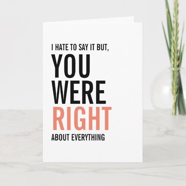 Tu avais raison Carte de la fête de maman (Devant)