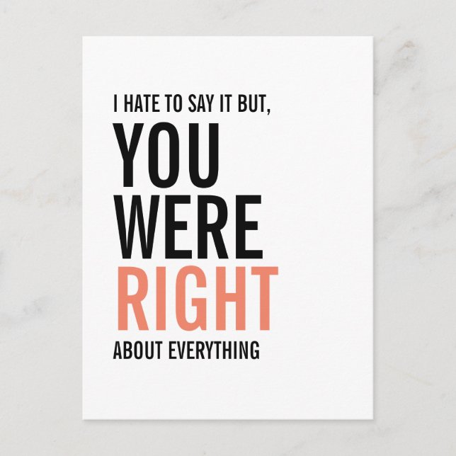 Tu avais raison Carte postale de la fête des mères (Devant)