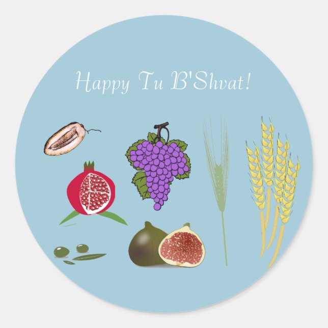 Tu Bishvat - 7 Minuten Runder Aufkleber (Vorderseite)