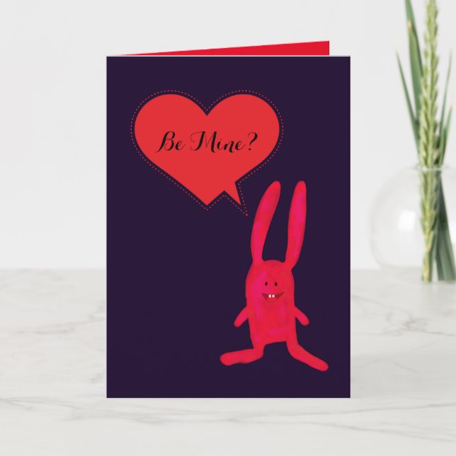 Tu Es À Moi ? Carte de la Saint Valentin lapin rou (Devant)