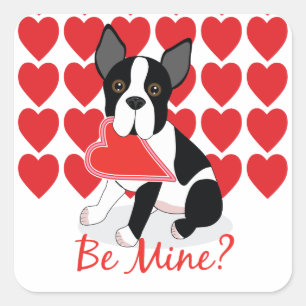 Tu Es À Moi ? Stickers Boston Terrier Valentine's