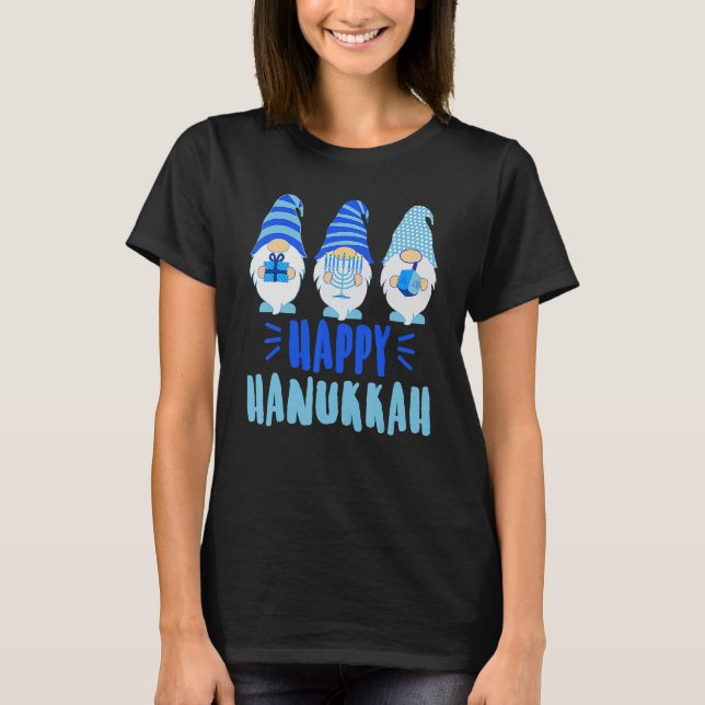 Tu Happy Hanukkah 2022 Gnome Menorah Dreidel Costu T-Shirt (Vorderseite)