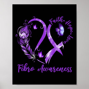 Tu Heart Butterfly Lila Ribbon Fibro Bewusstsein Poster