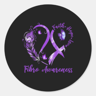 Tu Heart Butterfly Lila Ribbon Fibro Bewusstsein Runder Aufkleber