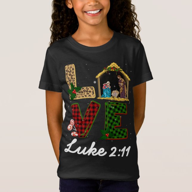 Tu Leopard Kariert Weihnachtskrippen Christus T-Shirt (Vorderseite)