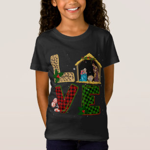 Tu Leopard Kariert Weihnachtskrippen Christus T-Shirt