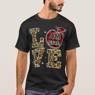 Tu Liebe Leopard Kariert 4. Klasse BAck to School T-Shirt