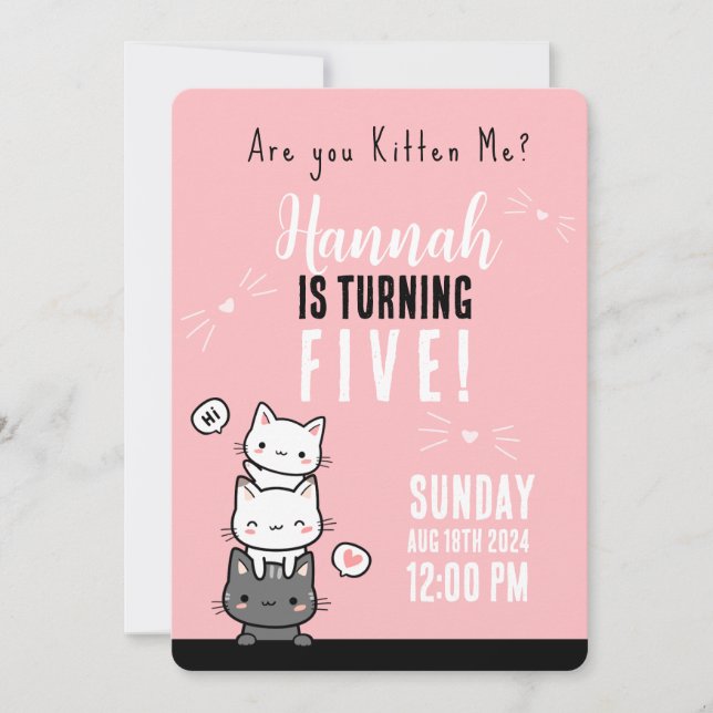 "Tu me chats ?" Invitation d'anniversaire personna (Devant)