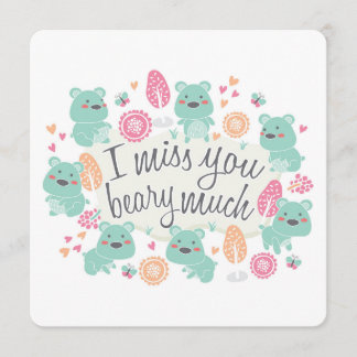 "Tu me manques BEARY beaucoup" carte de voeux
