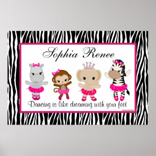 Tu Tu Niedliche Ballerina Art Papa Zebra Poster