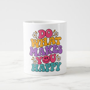 Tu, was dich glücklich macht – Farbige Retro Posit Jumbo-Tasse