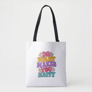 Tu, was dich glücklich macht – Farbige Retro-Posit Tasche