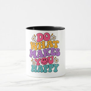 Tu, was dich glücklich macht – Farbige Retro-Posit Tasse