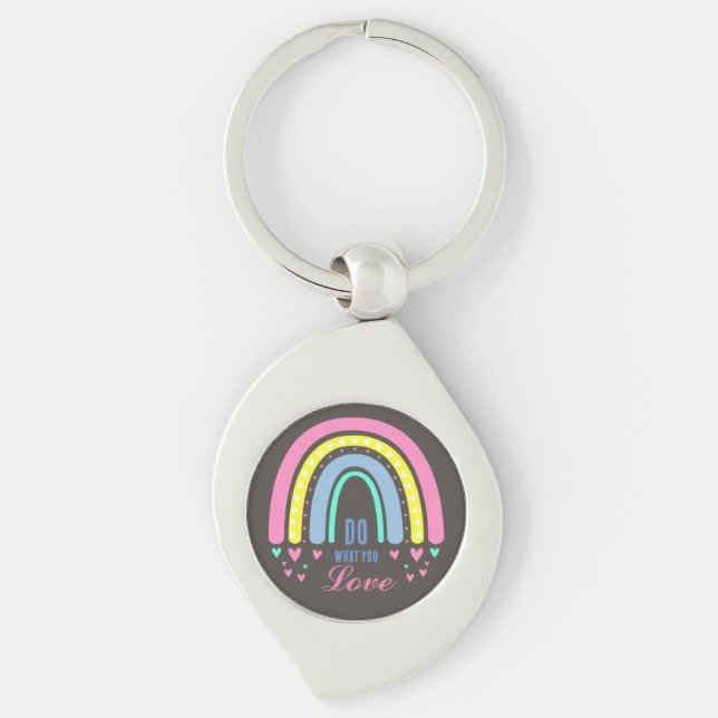 "Tu, WAS DU LIEBE" QUOTE RETRO BOHO RAINBOW METAL Schlüsselanhänger (Vorderseite)