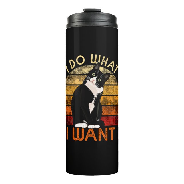 Tu, was ich Tuxedo Cat Mama Niedlich Funny Graphic Thermosbecher (Vorderseite)