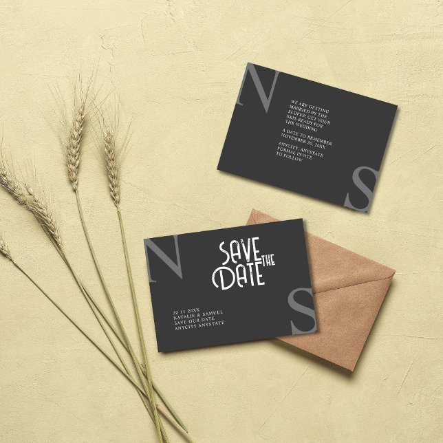 Tuatara Minimalistisch & elegant kühne Initialen H Save The Date (Von Creator hochgeladen)