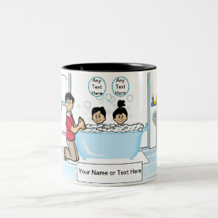 Tub Time - 1 Junge, 1 Mädchen, Single Vater Cartoo Zweifarbige Tasse