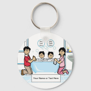 Tub Time - 2 Boys Cartoon von PrintedPerfection.co Schlüsselanhänger