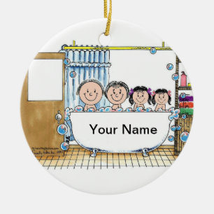 Tub Time, zwei Mädchen Keramikornament