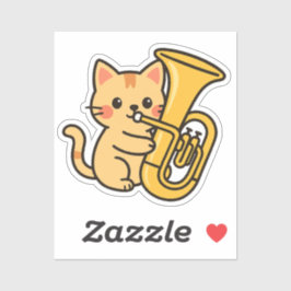 Tuba Cat Marching Style Aufkleber
