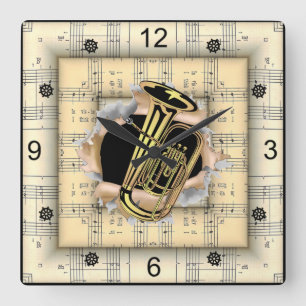 Tuba ~ Durchbrechen ~ Seltsame Noten ~  Quadratische Wanduhr