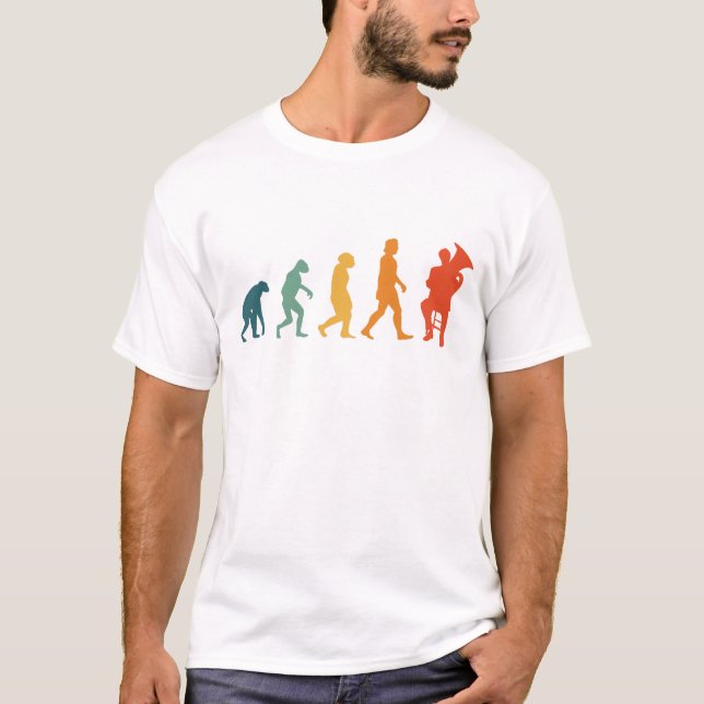 Tuba Evolution Retro Tubist Orchester Tubaspieler T-Shirt (Vorderseite)