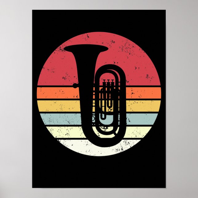 Tuba-Geschenk, Retro-Tuba-Spieler, Orchester Poster (Vorne)