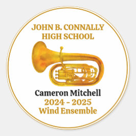 Tuba High School Band Gold Personalisiert Runder Aufkleber