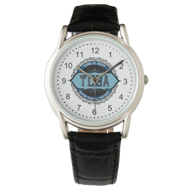 Tuba ist der beste schwarze Musiknoten Armbanduhr (Vorderseite)