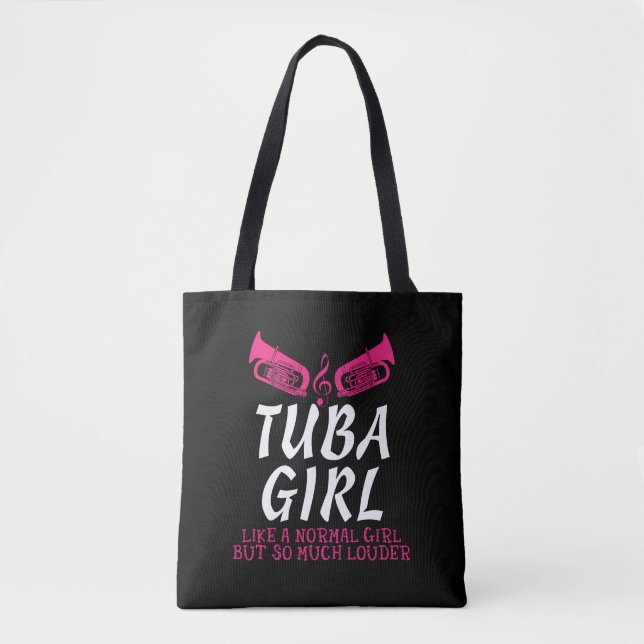 Tuba-Mädchen-soviel lautere Blaskapelle-lustiges Tasche (Vorderseite)
