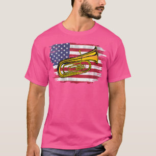 Tuba mit amerikanischer Flagge für Orchester T-Shirt