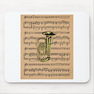 Tuba ~ mit Notenen-Hintergrund Mousepad