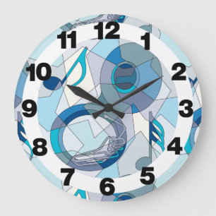 Tuba Noten Fragmente Große Wanduhr