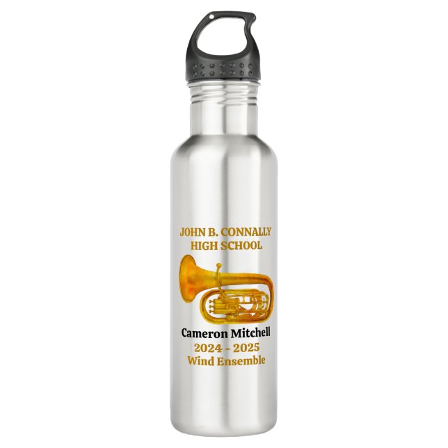 Tuba Player High School Band Gold Personalisiert Edelstahlflasche (Vorderseite)