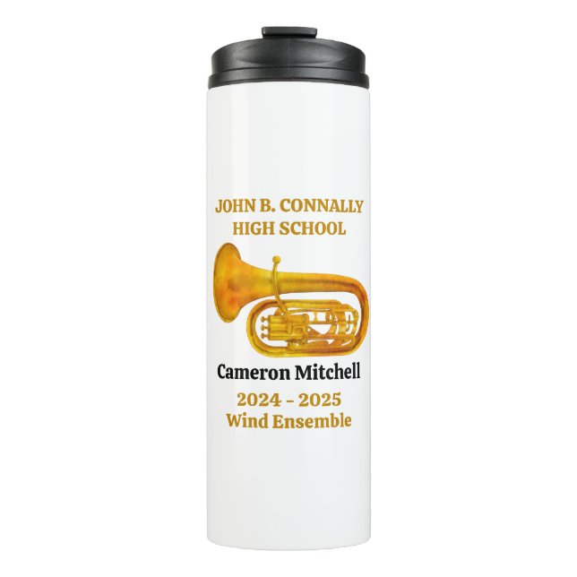 Tuba Player High School Band Gold Personalisiert Thermosbecher (Vorderseite)