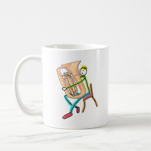 Tuba Playing Stickman Kaffeetasse (Links)