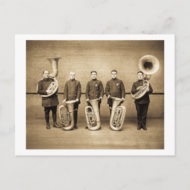 Tuba-Polizisten (Sepia) Postkarte (Vorderseite)