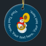 Tuba Snowman Keramik Ornament<br><div class="desc">Ein Snowman-Sousaphonspieler mit einem Schal aus Musiknote ist ein lustiges Wintermusikgeschenk-Design für niederbrass-Musiker,  Musiklehrer und Schüler in Tuba-Chor,  Konzertband und Marching-Band.</div>