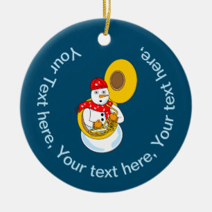 Tuba Snowman Keramik Ornament