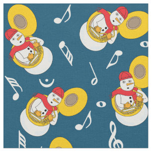 Tuba Snowman Musiknotens Stoff