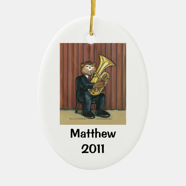 Tuba-Spieler-personalisierte Verzierung Keramik Ornament (Vorne)