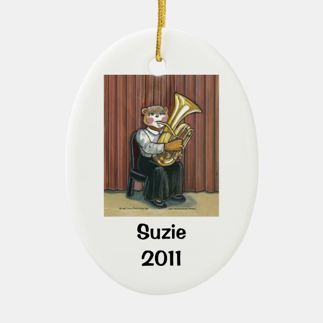 Tuba-Spieler-personalisierte Verzierung Keramikornament (Vorne)