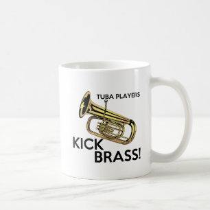 Tuba-Spieler-Tritt-Messing Kaffeetasse