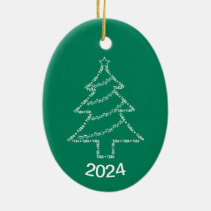 Tuba Text Christmas Tree Keramik Ornament