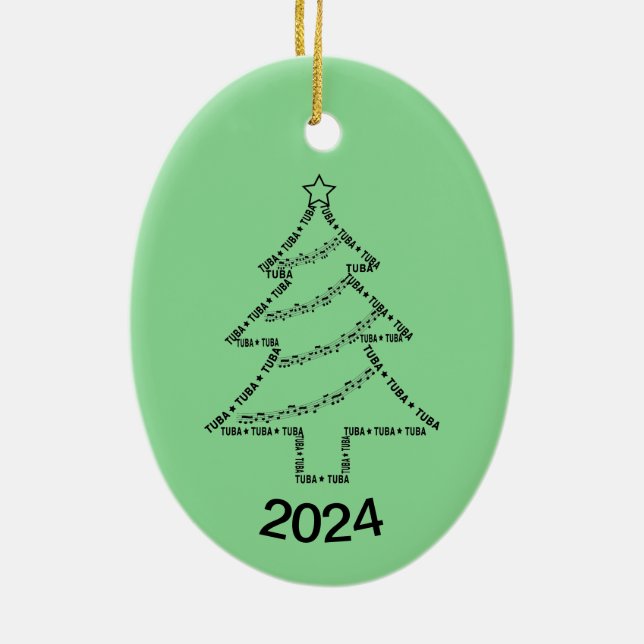 Tuba Text Christmas Tree Keramik Ornament (Hinten)